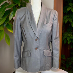 Vtg Y2K Kasper Gray Structured Blazer Sz 10P